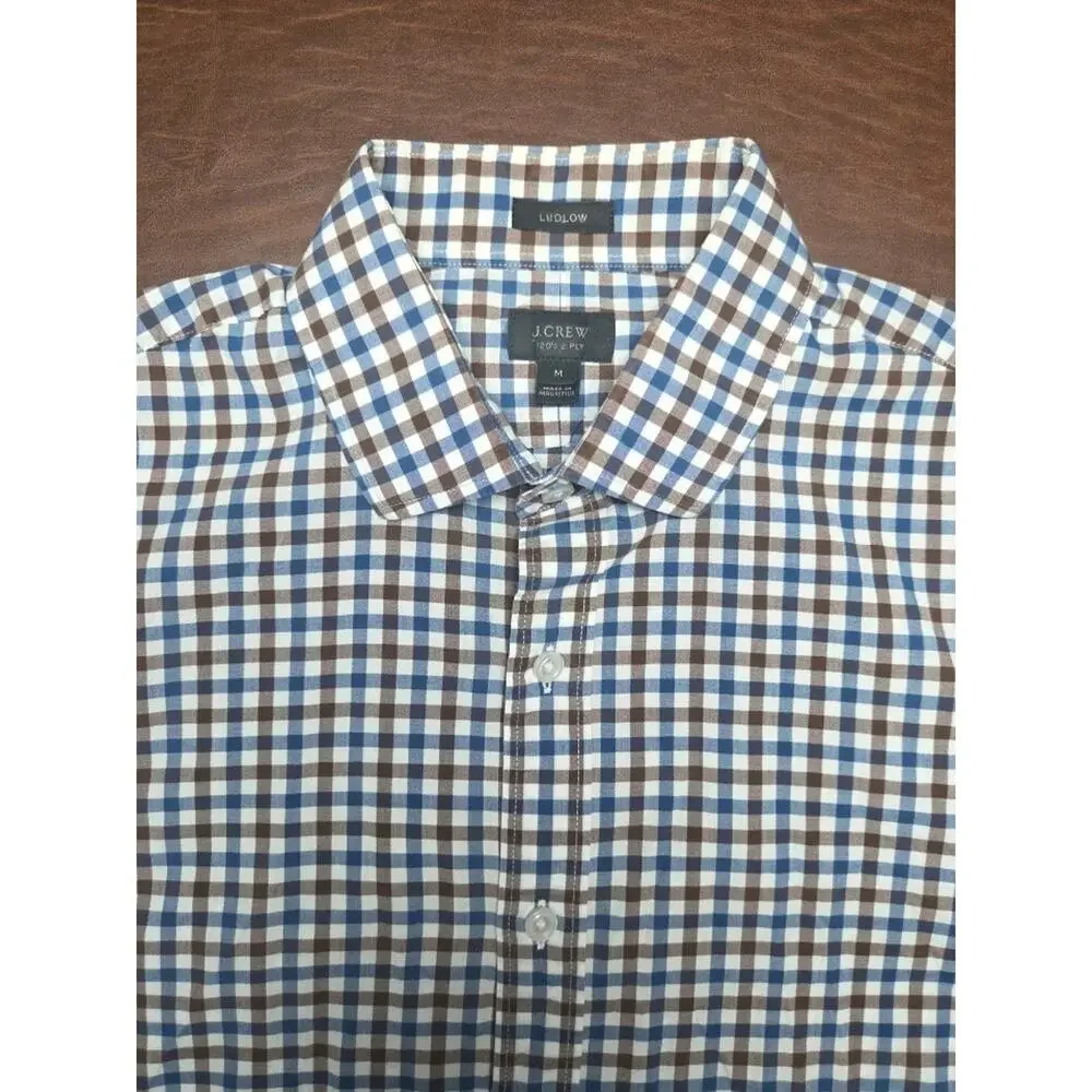 Men’s medium J.Crew Flex Washed Classic fit blue check Long sleeve button-up
